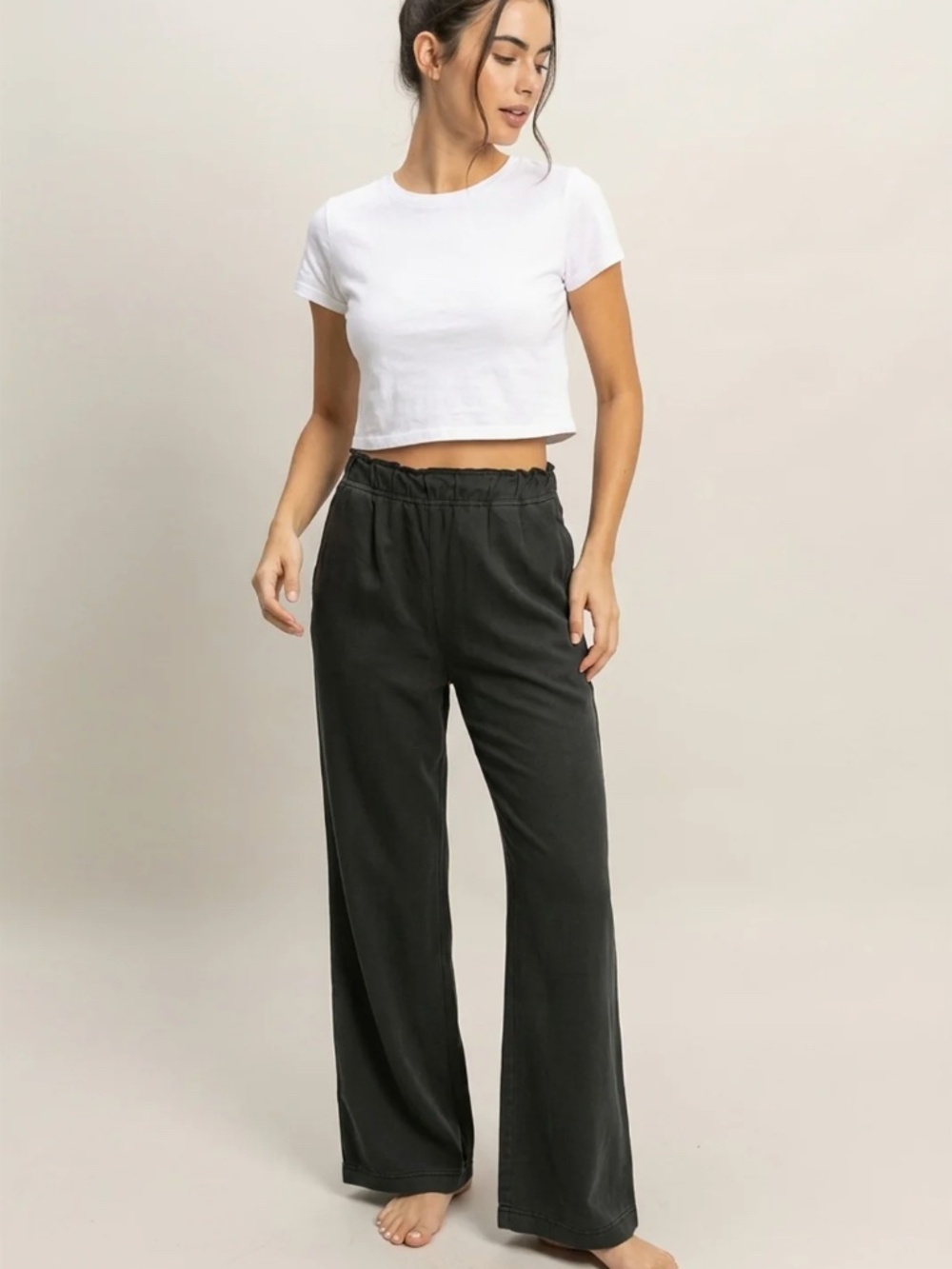 NEW Double Zero Black 100% Cotton High Waist Flare Pants – Small